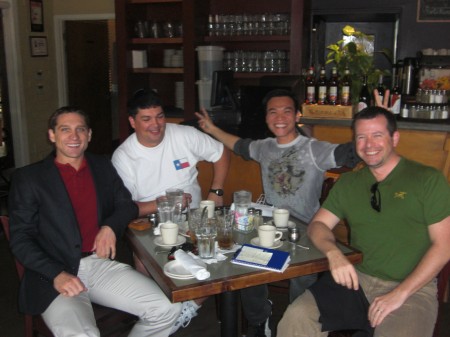 Doug Smith, Terry Wygal, Tim Mai, Michael Jake Me, Terry, Tim, and Michael. Now you know why I never sit next to Tim!!
