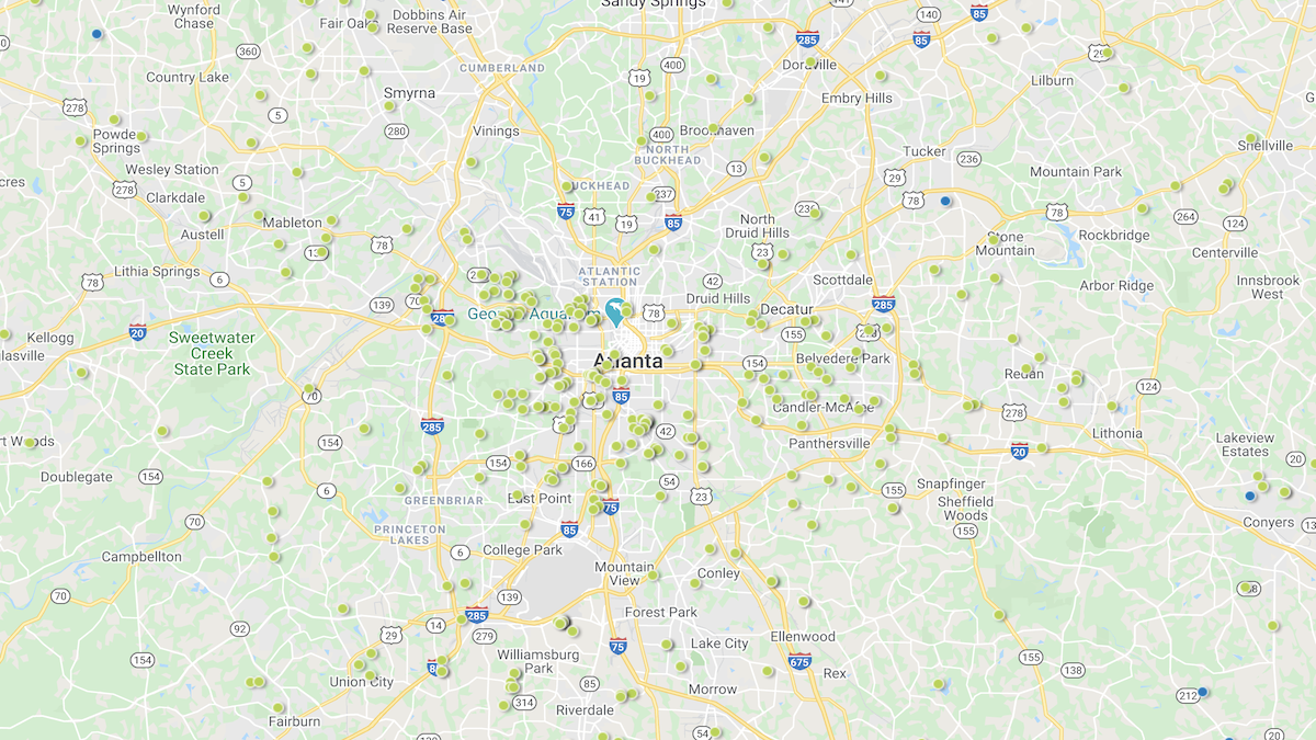 Heat map of investment properties in the Atlanta market