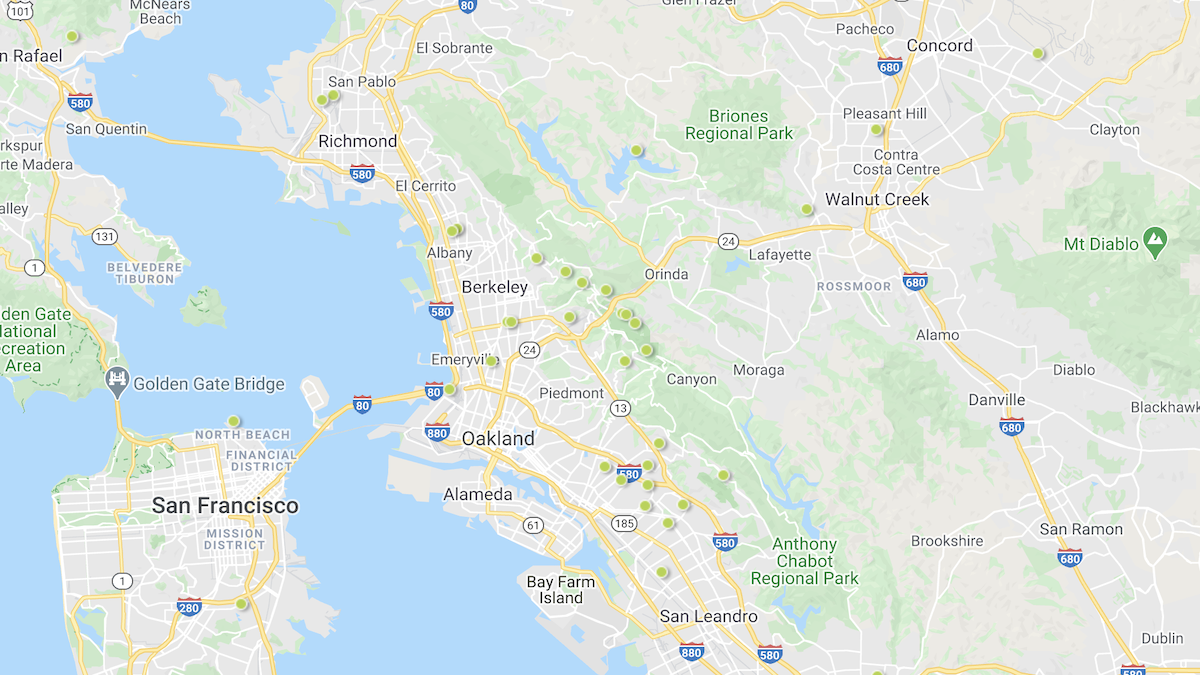 Heat map of investment properties in the Bay Area market