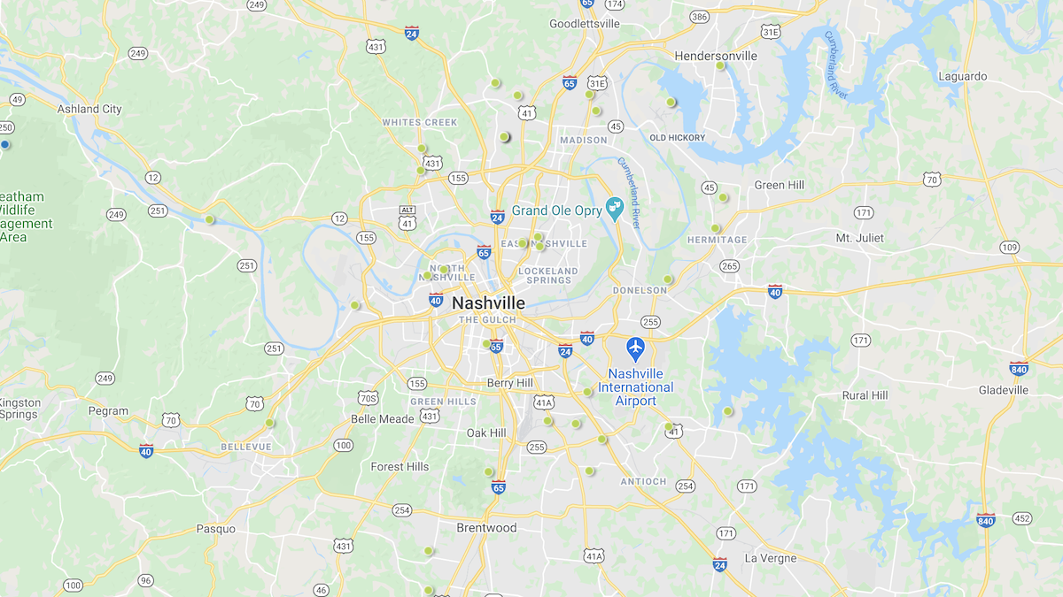 Heat map of investment properties in the Nashville market