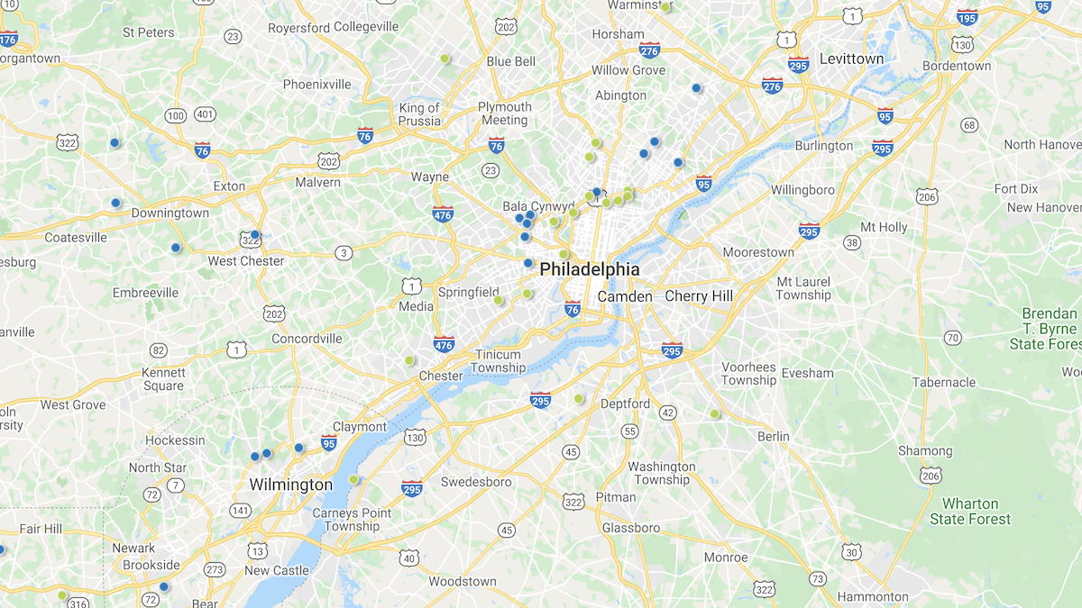 Heat map of investment properties in the Philadelphia market