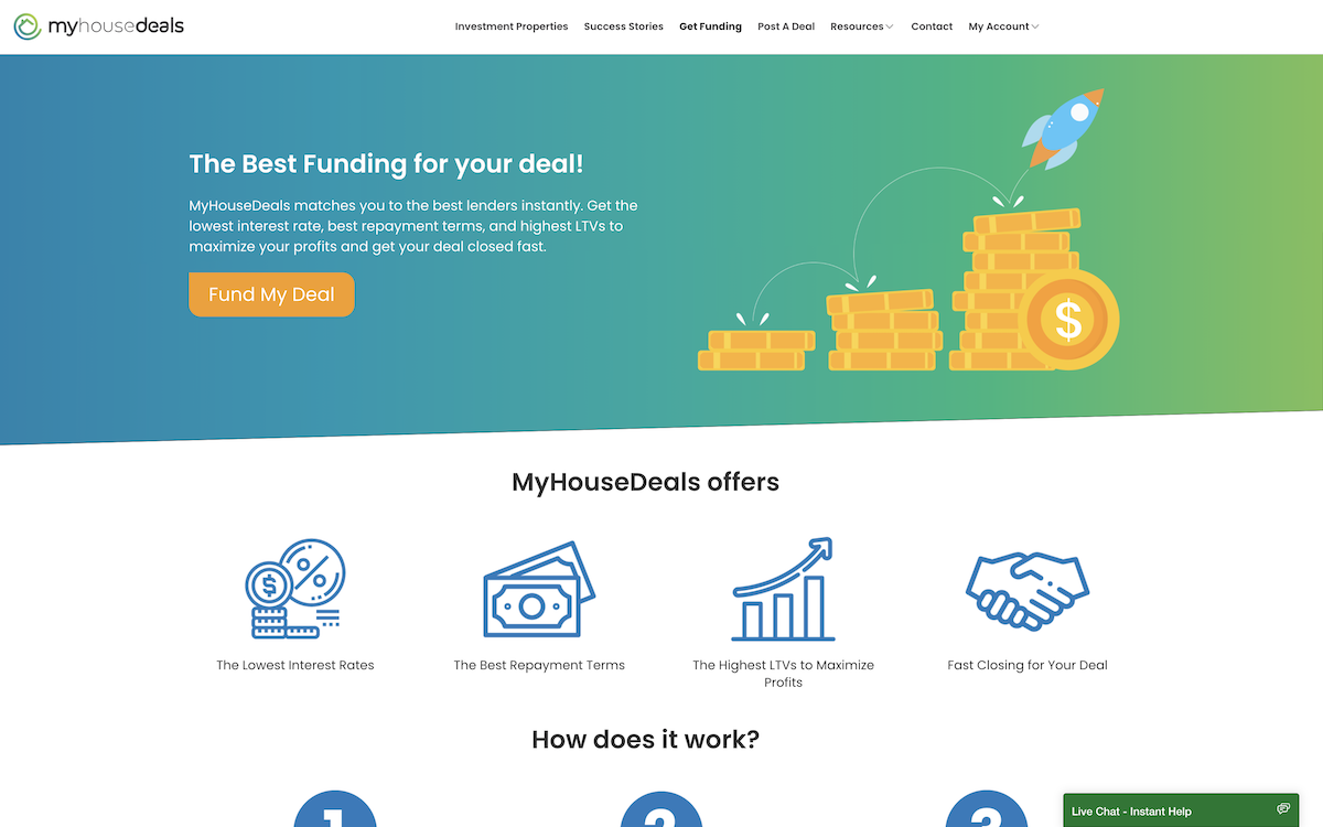 Our get funding landing page to find a private money lender.
