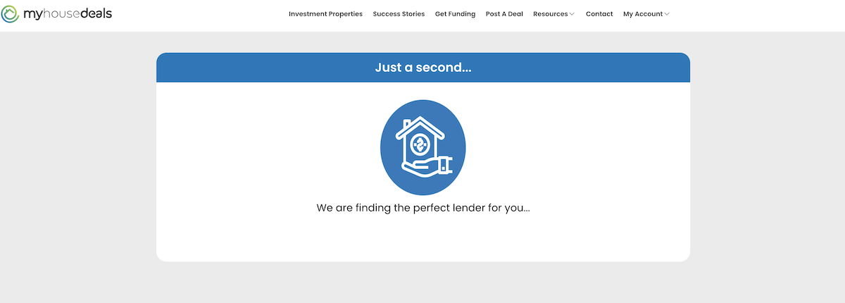 A screenshot showing that we'll work on finding a private money lender for you.
