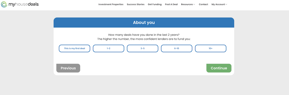 A screenshot asking how long you've been investing