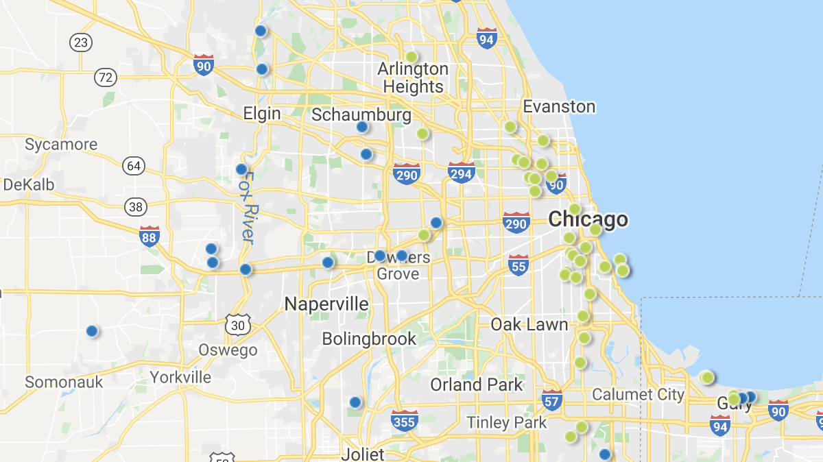 A heatmap picturing investment properties in the Chicago market area.